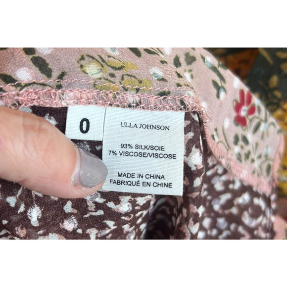Ulla Johnson Norma Blouse Tropical Silk Blend Top Women Sz 0 Mixed Print Boho - Picture 7 of 10